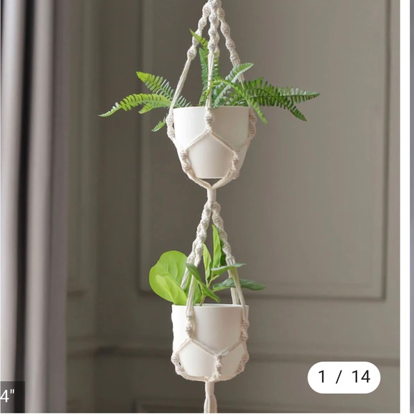 Macramé double plant hanger - Picture 1 of 5